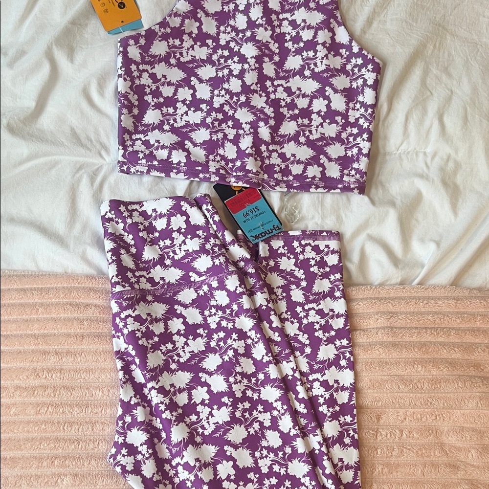 BECCA Purple and White Floral Activewear Set